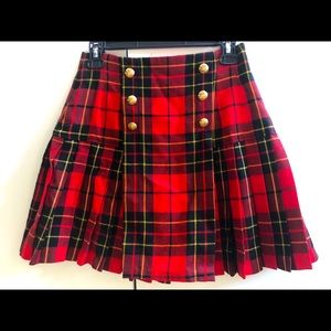 Vintage wool Pleated plaid miniskirt
